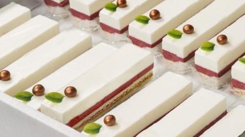 IJsdessert bramen yoghurt met pralinebodem