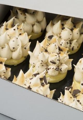 IJsdessert hazelnoten met luchtige biscuitbodem