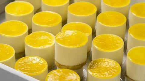 Bavarois dessert passievrucht met biscuitbodem