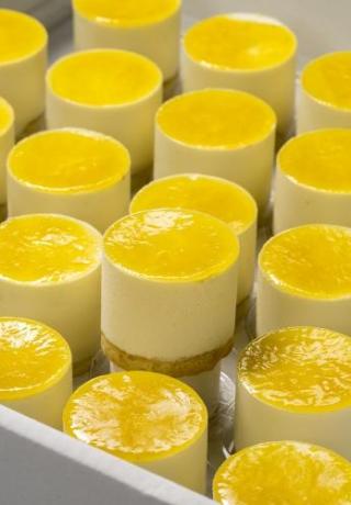 Bavarois dessert passievrucht met biscuitbodem