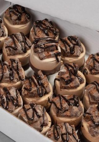 Brownie taartje met mousse