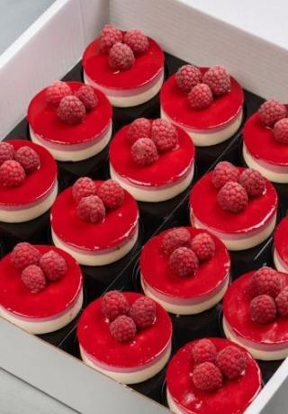 Rondje rood fruit met witte chocolade bavarois