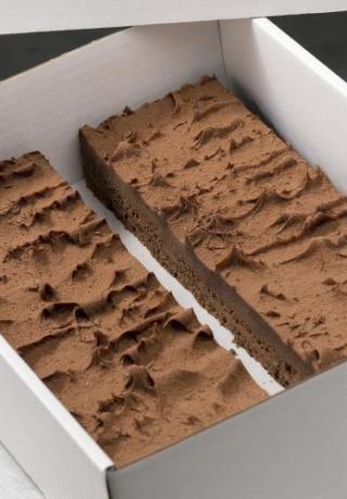 Longeur brownie, duo ganache, afgewerkt met cacao