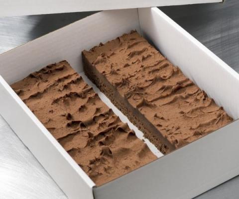Longeur brownie, duo ganache, afgewerkt met cacao