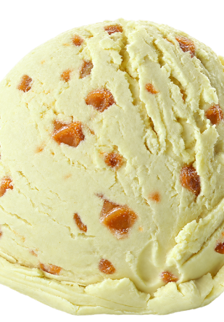 Peer crème met caramel blokjes