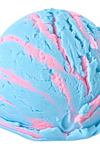Smurf met roze kauwgom